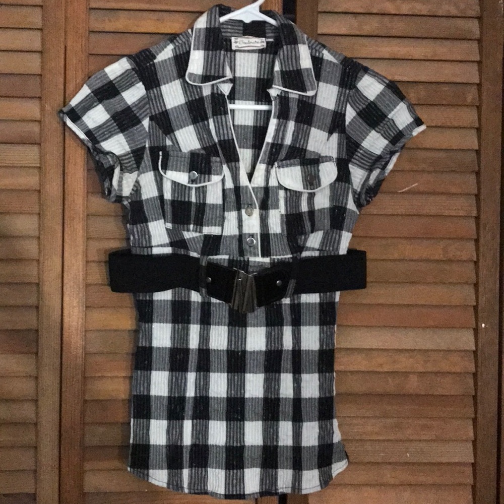 Black and white checkered shirt